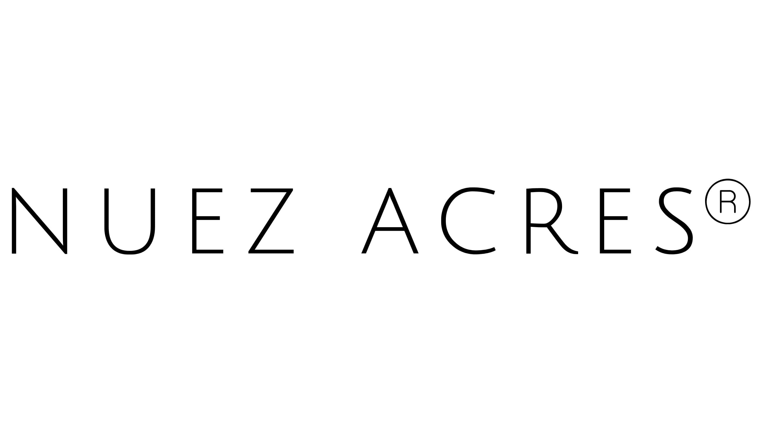 Nuez Acres wordmark logo in black on a white background