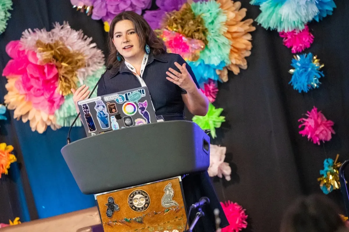 Leanne Digital representative speaking at a professional event